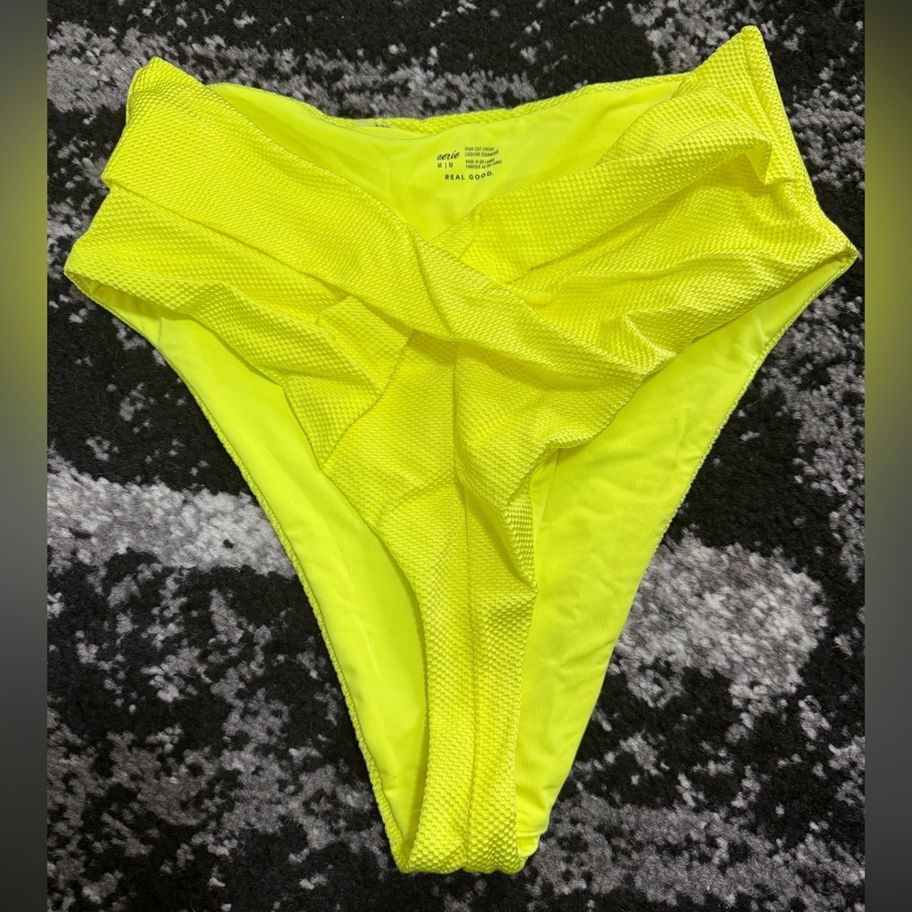 Neon Yellow High-Waisted Bikini Bottom